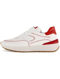 Leder-Sneakers in Weiß/ Rot