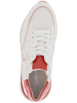 Leder-Sneakers in Weiß/ Rot