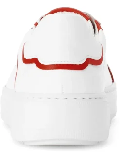 Leder-Sneakers in Weiß/ Rot