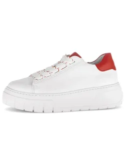 Leder-Sneakers in Weiß/ Rot