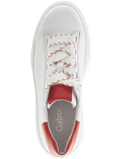 Leder-Sneakers in Weiß/ Rot