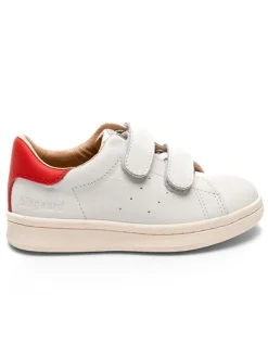 Leder-Sneakers in Weiß/ Rot