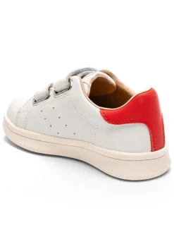 Leder-Sneakers in Weiß/ Rot