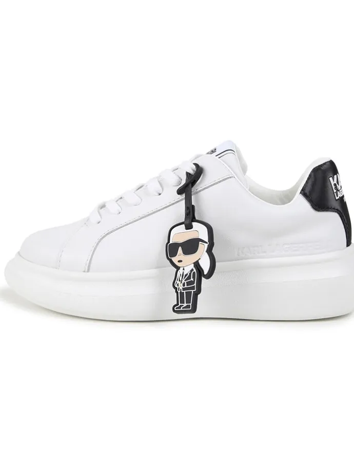 Leder-Sneakers in Weiß/ Schwarz