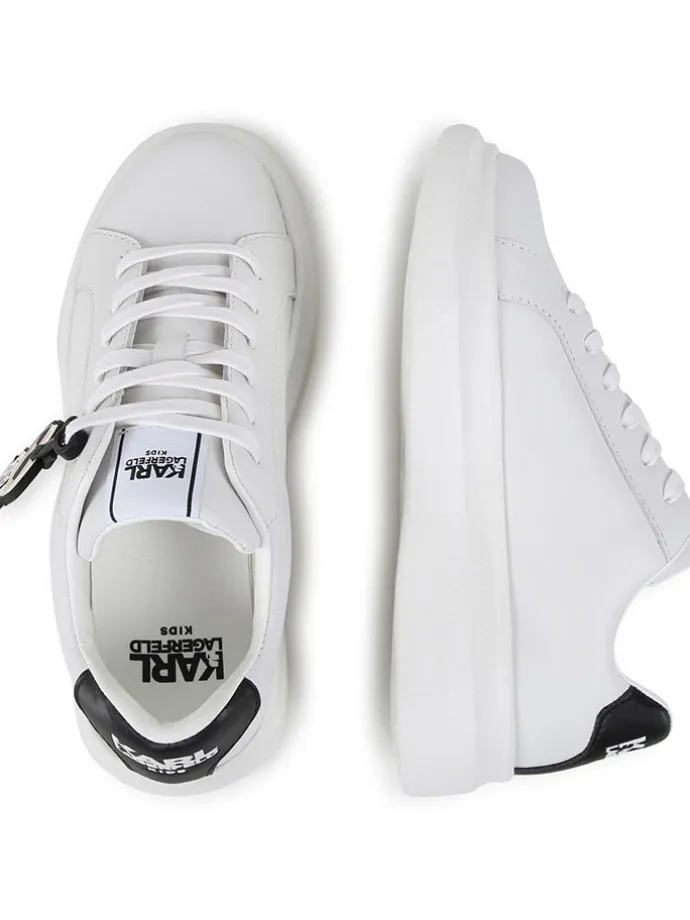 Leder-Sneakers in Weiß/ Schwarz