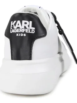 Leder-Sneakers in Weiß/ Schwarz