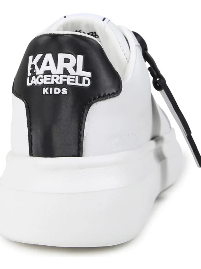 Leder-Sneakers in Weiß/ Schwarz