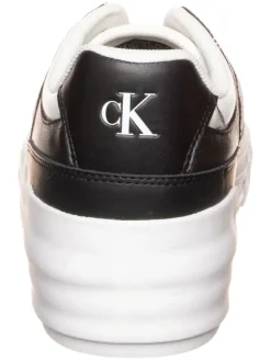 Leder-Sneakers in Weiß/ Schwarz