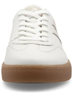 Leder-Sneakers in Weiß/ Schwarz