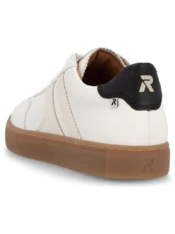 Leder-Sneakers in Weiß/ Schwarz