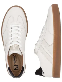 Leder-Sneakers in Weiß/ Schwarz