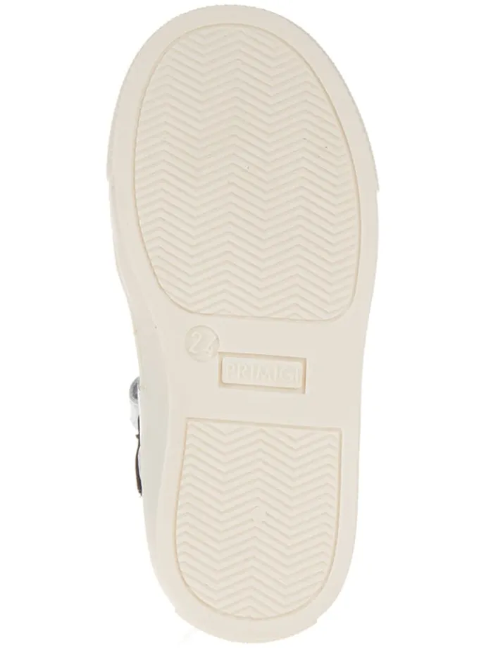 Leder-Sneakers in Weiß/ Schwarz/ Silber