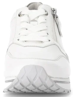 Leder-Sneakers in Weiß/ Silber