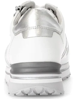 Leder-Sneakers in Weiß/ Silber