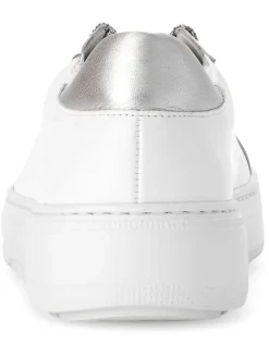 Leder-Sneakers in Weiß/ Silber