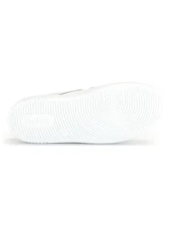 Leder-Sneakers in Weiß/ Silber