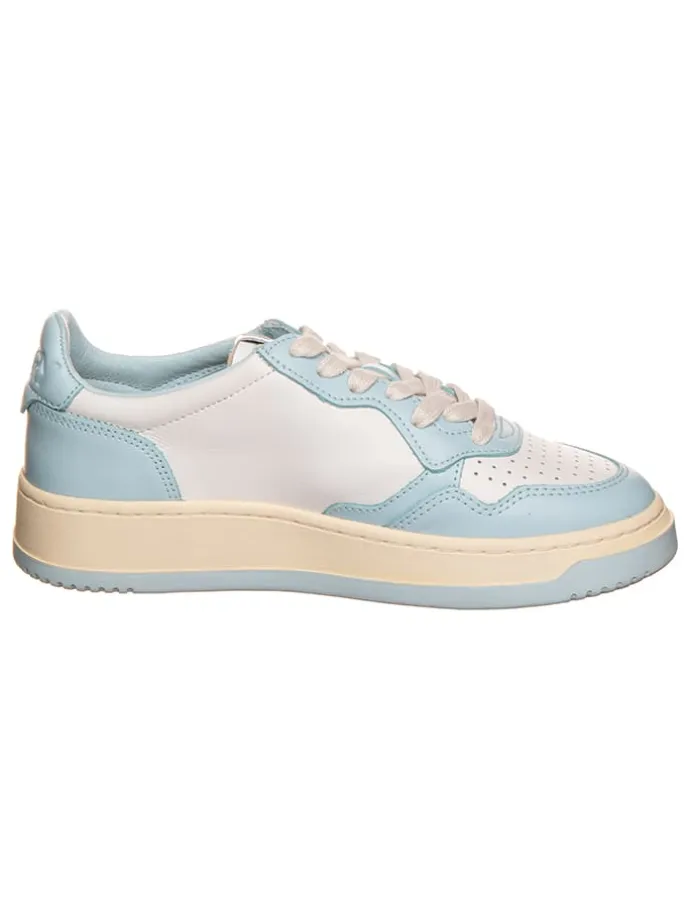 Leder-Sneakers "Medalist" in Weiß/ Hellblau