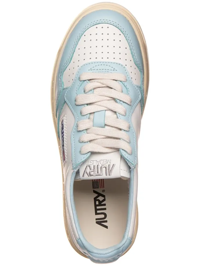 Leder-Sneakers "Medalist" in Weiß/ Hellblau