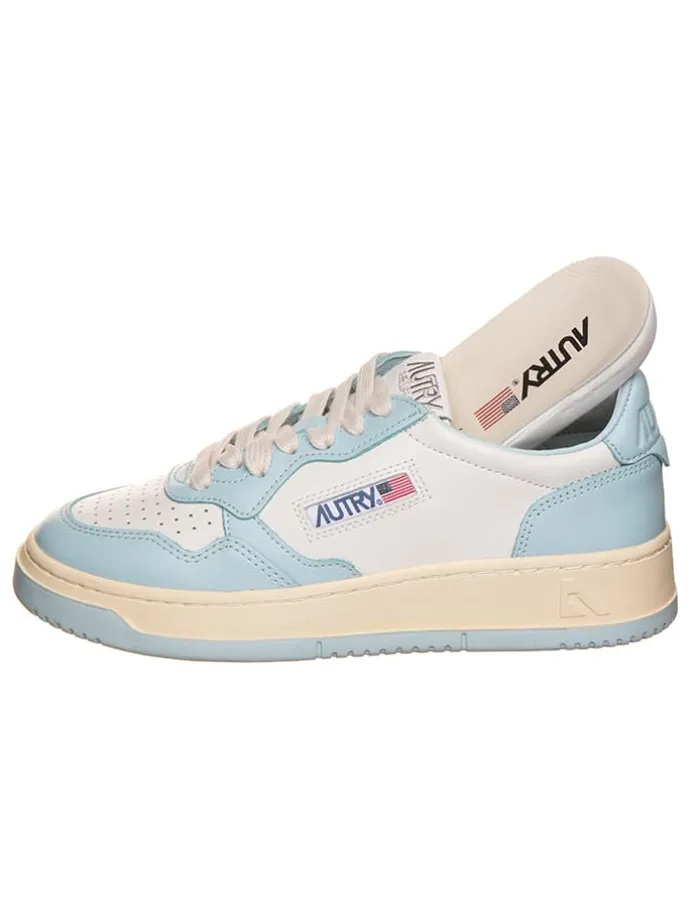 Leder-Sneakers "Medalist" in Weiß/ Hellblau