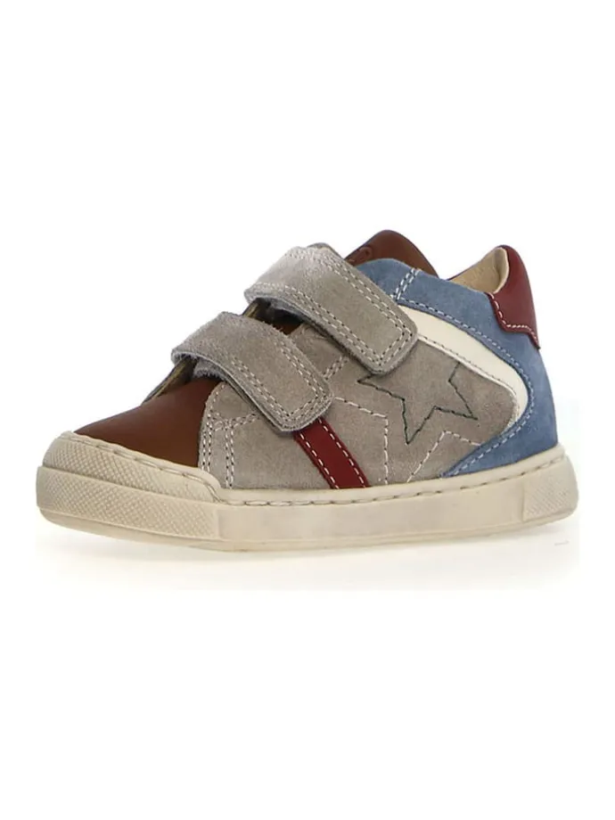 Leder-Sneakers "Nerys" in Blau/ Braun/ Grau