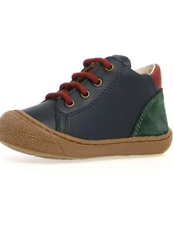 Leder-Sneakers "Romy" in Dunkelgrün/ Dunkelblau/ Rot