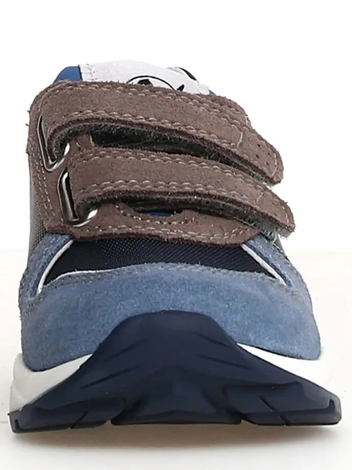 Leder-Sneakers "Roy" in Blau/ Gelb/ Hellbraun