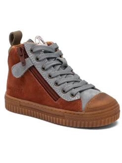 Leder-Sneakers "Ryan" in Hellbraun/ Grau