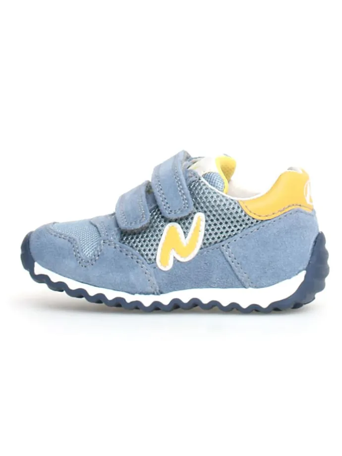 Leder-Sneakers "Sanny" in Hellblau/ Gelb