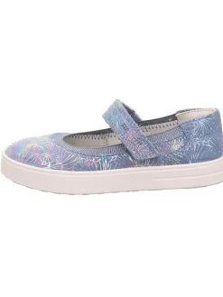 Leder-Spangeballerinas in Hellblau