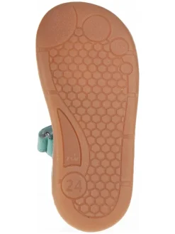 Leder-Spangenballerinas in Türkis