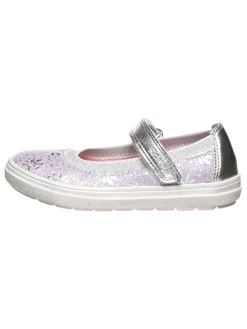 Leder-Spangenballerinas in Lila