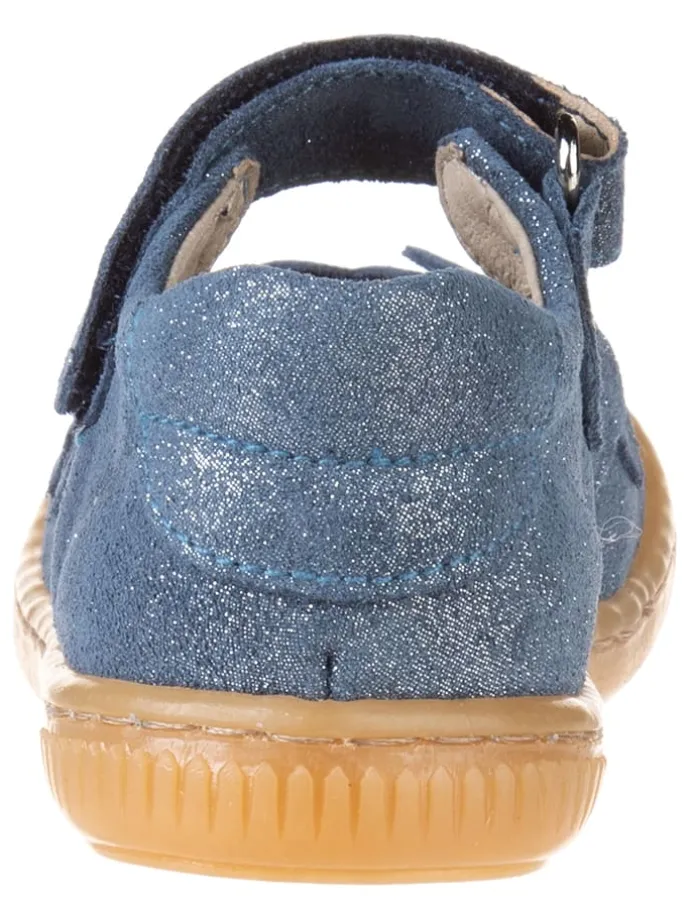 Leder-Spangenballerinas in Dunkelblau