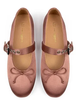 Leder-Spangenballerinas in Pink