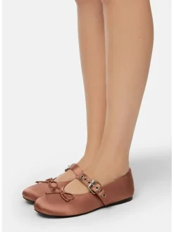 Leder-Spangenballerinas in Pink