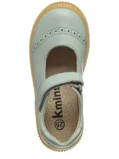 Leder-Spangenballerinas in Hellgrün