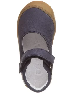 Leder-Spangenballerinas in Dunkelblau