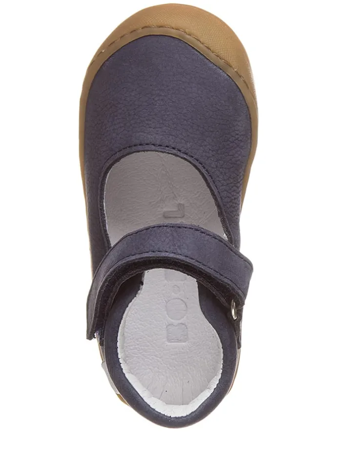 Leder-Spangenballerinas in Dunkelblau