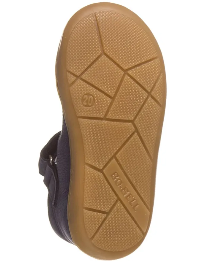 Leder-Spangenballerinas in Dunkelblau