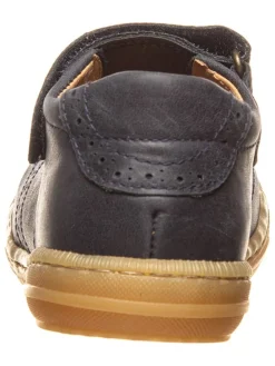 Leder-Spangenballerinas in Dunkelblau