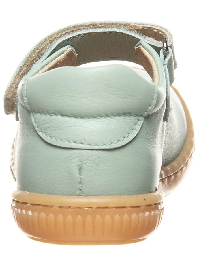 Leder-Spangenballerinas in Türkis