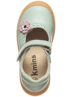 Leder-Spangenballerinas in Türkis