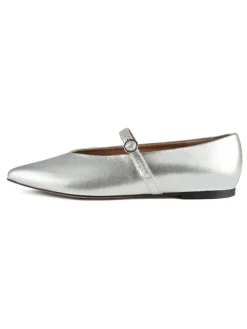 Leder-Spangenballerinas in Silber