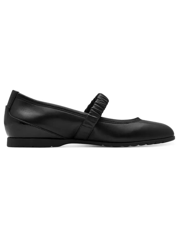 Leder-Spangenballerinas in Schwarz