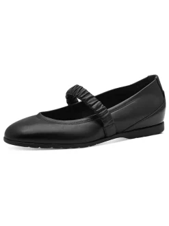 Leder-Spangenballerinas in Schwarz