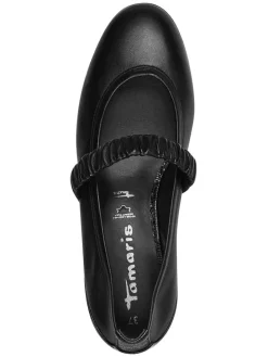 Leder-Spangenballerinas in Schwarz