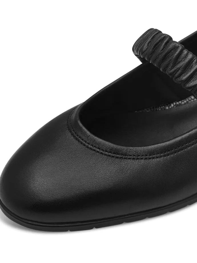 Leder-Spangenballerinas in Schwarz