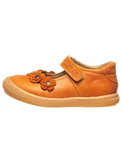 Leder-Spangenballerinas in Orange