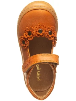 Leder-Spangenballerinas in Orange