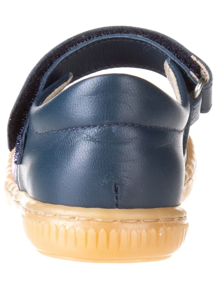 Leder-Spangenballerinas in Dunkelblau