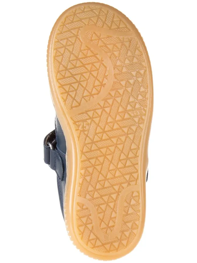 Leder-Spangenballerinas in Dunkelblau